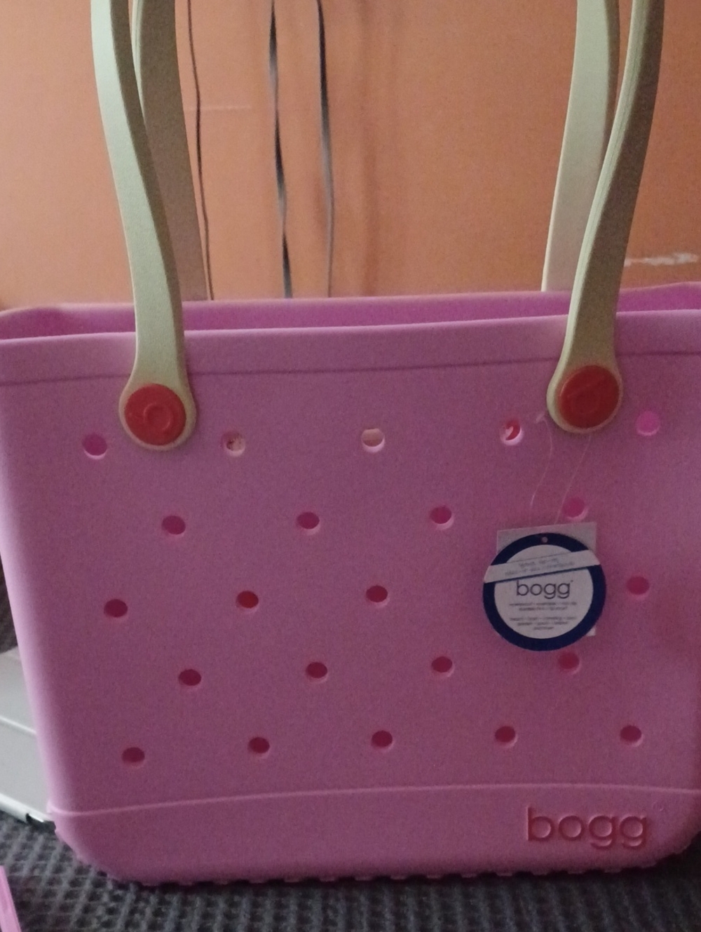 BOGG BAG Pink Tote with Cream Handles